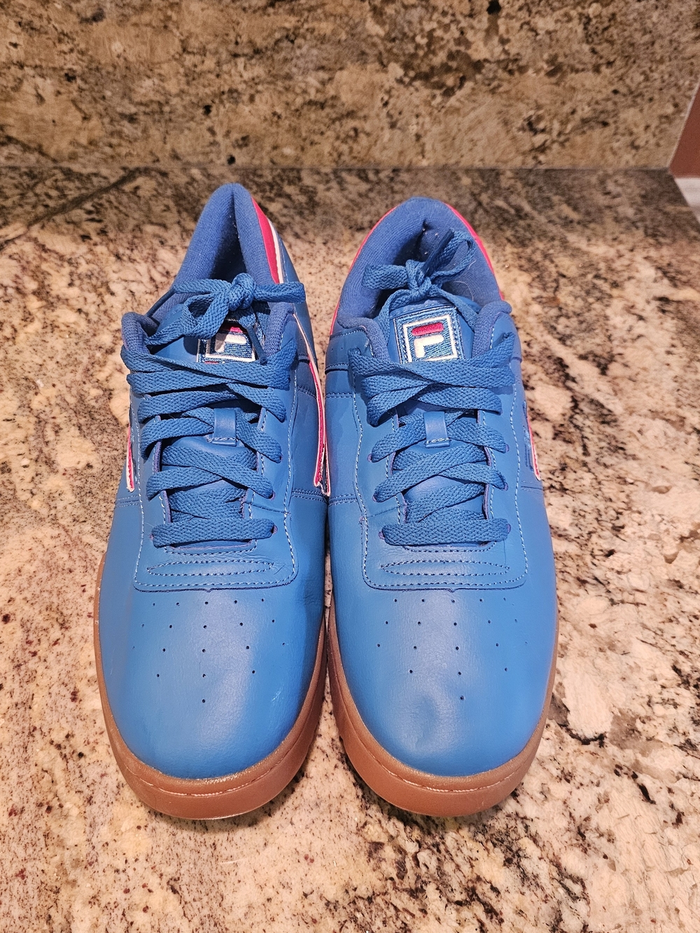 Fila Men's Blue Athletic Shoes with Brown Soles